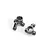 Two grey aluminium steering hubs for an RC car, shown from a top-down angle on a white background.