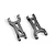 Two grey aluminium rear suspension arms for Maverick RC vehicles, shown from a top-down perspective on a white background.
