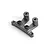 A grey aluminium steering bellcrank component for an RC car, featuring two vertical posts and two black hex screws.