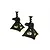 Two black 1/10 scale RC jack stands standing on a white background.
