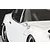 A close-up view of a silver classic-style fender mirror mounted on a white RC car body shell.