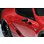 A close-up of a black side mirror mounted on a red 1/10 scale RC car body shell.