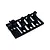 A black plastic sprue containing seven miniature gauge or meter parts for 1/10 scale RC car interior detailing by Pandora RC.