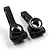 A pair of black anodized aluminium rear hubs for RC cars by Yeah Racing, featuring silver machined edges and mounting points.