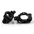 Two black anodized aluminium steering hubs for RC cars, marked with L and R for left and right orientation.