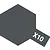 A graphic representation of the Tamiya X-10 Gun Metal paint label, featuring a dark grey hexagon with a small rectangular tab labeled X10 in white text.