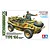 Box art for Tamiya 1/35 scale German Schwimmwagen Type 166 Wide Wheel Version plastic model kit, featuring an illustration of the vehicle and two soldiers.