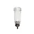 A clear plastic moisture trap cup for an airbrush with a black metal drain valve at the bottom.
