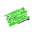A pair of bright green anodized aluminium front suspension arms for an RC car, marked L and R, with included black screws and hardware.