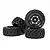 A set of four Pro-Line 1/16 Badlands MX RC tyres pre-mounted on black Split Six rims, shown stacked against a white background.