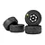 Four Pro-Line Vector RC car wheels with black split-six rims and treaded rubber tyres, arranged in a small stack against a white background.