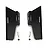A pair of black aluminium RC slider and cab mount plates with two silver metal posts and two black nuts on a white background.