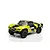 A studio shot of the Maverick MiCROBE SC Flux 1/24 scale RC short course truck in yellow and black, viewed from a front three-quarter angle.