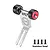 GPM Racing stainless steel wheelie bar with red aluminium wheel rims and four mounting screws.