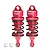 Two red GPM Racing aluminium adjustable RC shock absorbers with black springs, shown against a white background.