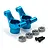 A set of two blue anodized aluminium RC rear hubs with four ball bearings and two black screws on a white background.