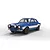 A 1/32 scale Scalextric Fast and Furious Ford Escort Mk1 slot car in blue with white racing stripes on a white background.