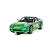 A 1/32 scale Scalextric Mazda RX-7 FD slot car in green and silver livery with number 7, displayed on a section of black slot car track.