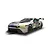 A Scalextric 1/32 scale Ford Mustang GT3 Gradient Racing slot car in silver with green accents and number 66 livery.