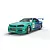 Scalextric 1/32 scale Nissan R34 Skyline GTR slot car featuring the iconic Falken Tyres teal and blue racing livery with number 1 on the side.
