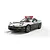 A 1/32 scale Scalextric Mazda RX7 FD Japanese police slot car in white and black livery with a red light bar on the roof, shown on a white background.