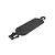 A black Rovan aluminium main chassis plate for an RC vehicle, shown from a high-angle perspective against a white background.