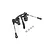 Rovan black aluminium steering bell crank and drag link assembly for RC cars, including four small metal ball bearings on a white background.