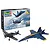 Revell Blue Angels 80 Years model kit box with two assembled and painted model aircraft, a Hellcat and a Super Hornet, displayed in front.