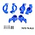 GPM Aluminium Front Steering Hubs, Hub Carriers (C-Hubs) and Rear Hubs Set - Blue TXMS192122N-B