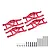 A set of four red anodized aluminium lower suspension arms for a Traxxas Maxx RC car, including mounting screws, washers, and hinge pins.