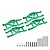 A set of four green anodized aluminium lower suspension arms for Traxxas Maxx RC cars, including mounting hardware, pins, and screws on a white background.