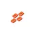 Four orange anodized aluminium rectangular differential gear spacers arranged on a white background.