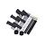 GPM Racing silver aluminium battery hold-down set for RC cars, including metal plates, velcro straps, screws, adhesive tape, and a drill bit.