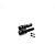 Two black metal Reefs RC CVD driveshafts and two small threaded pins on a white background.