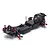A studio shot of the Kyosho Fazer D2 RC drift car chassis, featuring a black plastic frame with red anodized aluminum suspension components.