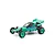 Kyosho Tomahawk '85 WC Worlds Spec 1/10 scale 2WD RC buggy in teal with vintage-style decals and off-road tires on a white background.