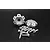 Two silver aluminium wheel hex hubs with a dot pattern design and a set of matching steel socket head screws on a black background.