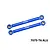 Two blue anodized aluminium steering toe links from GPM Racing with silver metal pivot balls at each end, set against a white background.