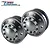 Two grey silver aluminium 10-hole front rims for 1/14 scale RC trucks, featuring a central hub cap and hex bolts.