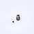 A metallic 10-tooth pinion gear and a small black grub screw isolated on a white background.