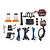 Traxxas Pro Scale LED Light Kit components including power module, distribution block, LED boards, wiring harnesses, and mounting hardware on a white background.