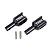Two black hardened steel Traxxas differential output cups with TRX branding and two small metal pins on a white background.