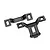 Two black plastic clipless body mounts for a Traxxas RC car, shown from an overhead angle on a white background.
