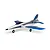 E-Flite Habu SS 700mm EDF jet RC plane in white, blue, and grey livery, viewed from a three-quarter angle on a white background.
