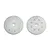 Two white Factory Team 16mm tapered shock pistons with 8 holes, showing both sides of the component.