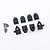 FMS V2 front portal axle cover set including eight black plastic components and a small bag of screws on a white background.