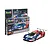 Revell 1/24 scale Ford GT Le Mans 2017 plastic model kit, featuring the boxed starter set with paints and brush, alongside the fully assembled model car.