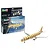 Revell 1/144 scale Airbus A321-200 Condor model kit box and a fully assembled, painted model aircraft with yellow and white stripes.