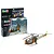 Revell 1/32 scale Alouette II helicopter plastic model kit box and a fully assembled, painted model helicopter on a white background.
