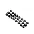 A set of small black oval-shaped plastic suspension arm pin brace inserts arranged in a grid pattern against a white background.
